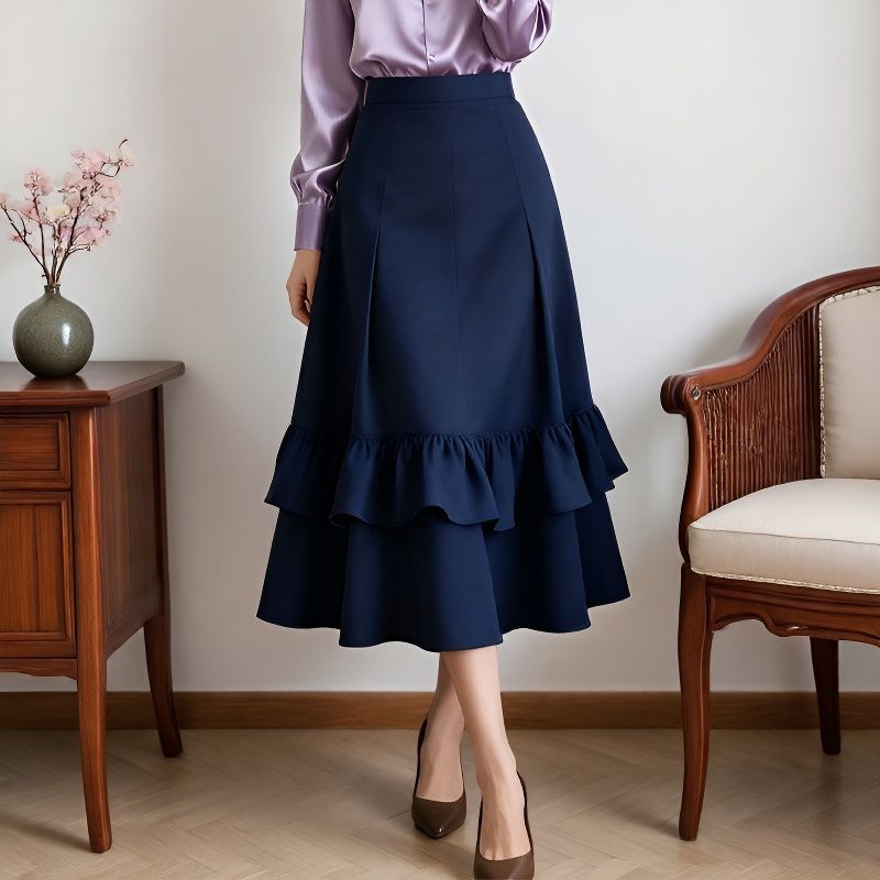 Falda de mujer lisa corte A elegante y estilizadora - foto 5