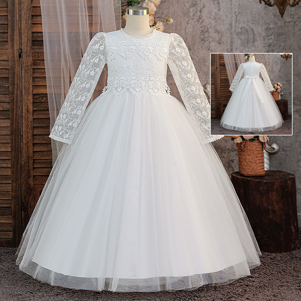 Manga Larga Bordado Largo Princesa-Estilo Puff Falda - foto 2