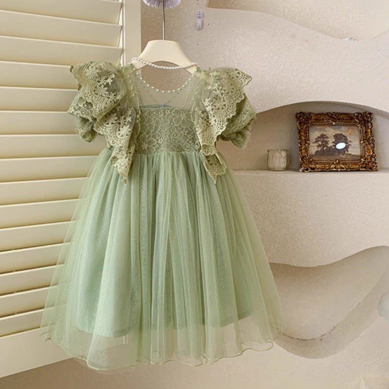 Green Tulle Fairy Vestido De Tendencia Lace Puffy Princesa Falda para Babies - foto 3
