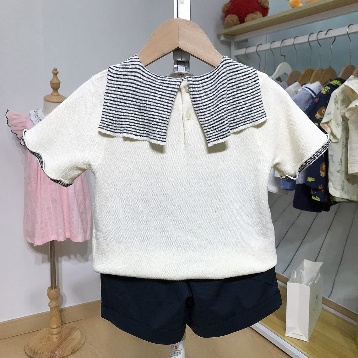 Verano Recién Llegado Tejido Manga Corta Tops y Shorts para Baby Niño y Niña - foto 2