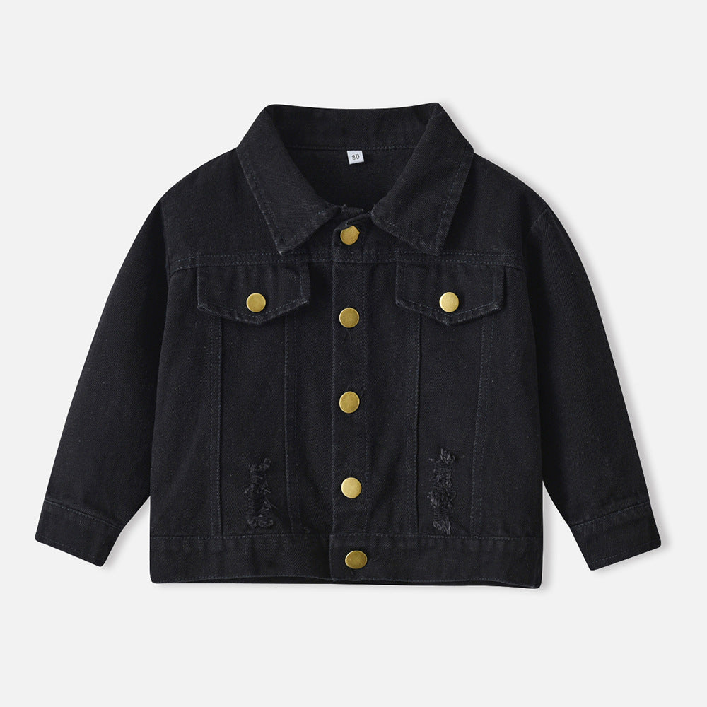 Spring Otoño Nuevo Estilo Casual Ripped Chaqueta para Niño y Niña - foto 5