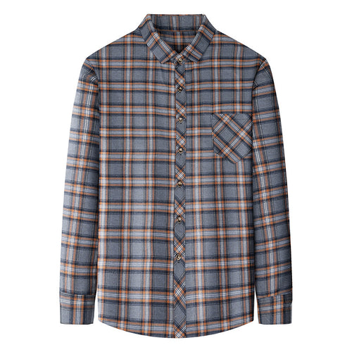 Breathable A la Moda Plaid Manga Larga Estampado Camisa para Middle-aged Men