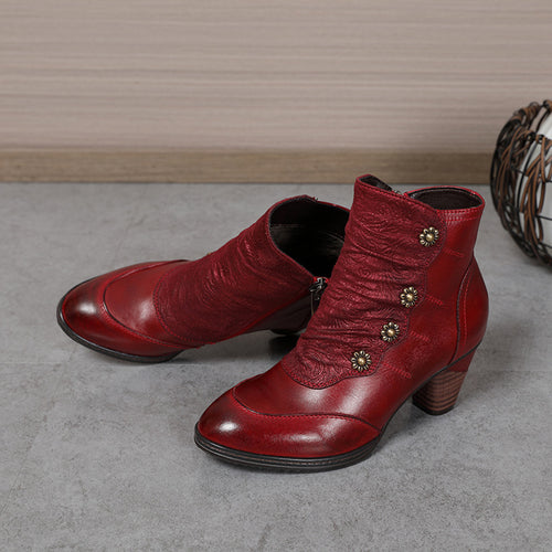 Botas retro desgastadas de taco bajo hechas a mano - foto 2