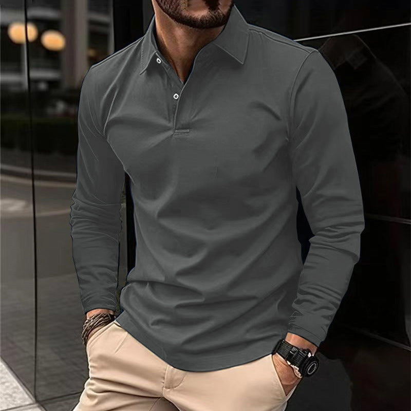 Hombre Casual Solapa Manga Larga Deportivo Polo Camisa - foto 4