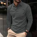 Hombre Casual Solapa Manga Larga Deportivo Polo Camisa - foto 4