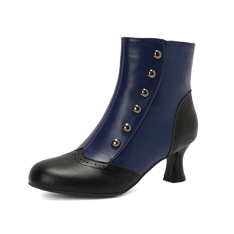 Mujer Studded, Color-blocked Block-heeled Botines - foto 6