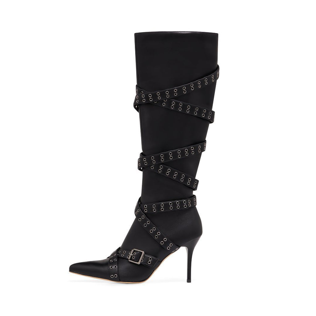 Tirantes-detail Pointed-toe Studded High-heeled Over-the-knee Botas para Mujer - foto 8