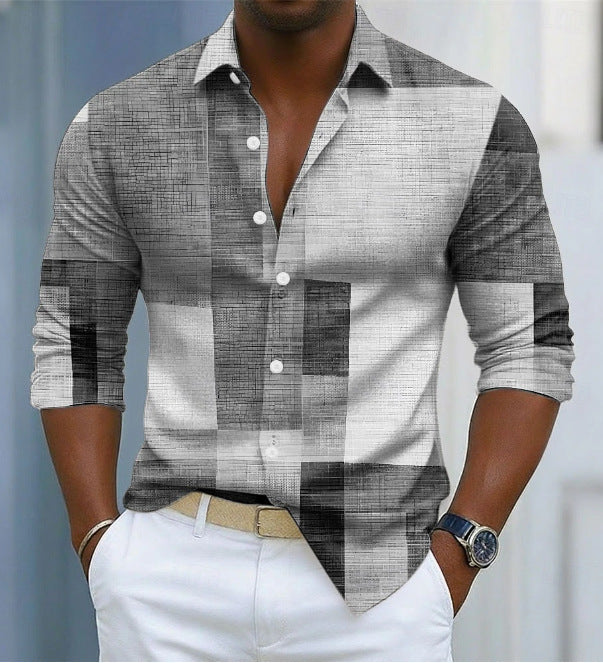 Hombre Geometric Color-Block Plaid Pattern Camisa - foto 8