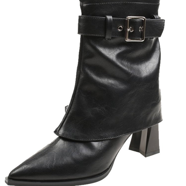 Estilizado Pointed-toe Suela Gruesa-heel Moda Botas - foto 7