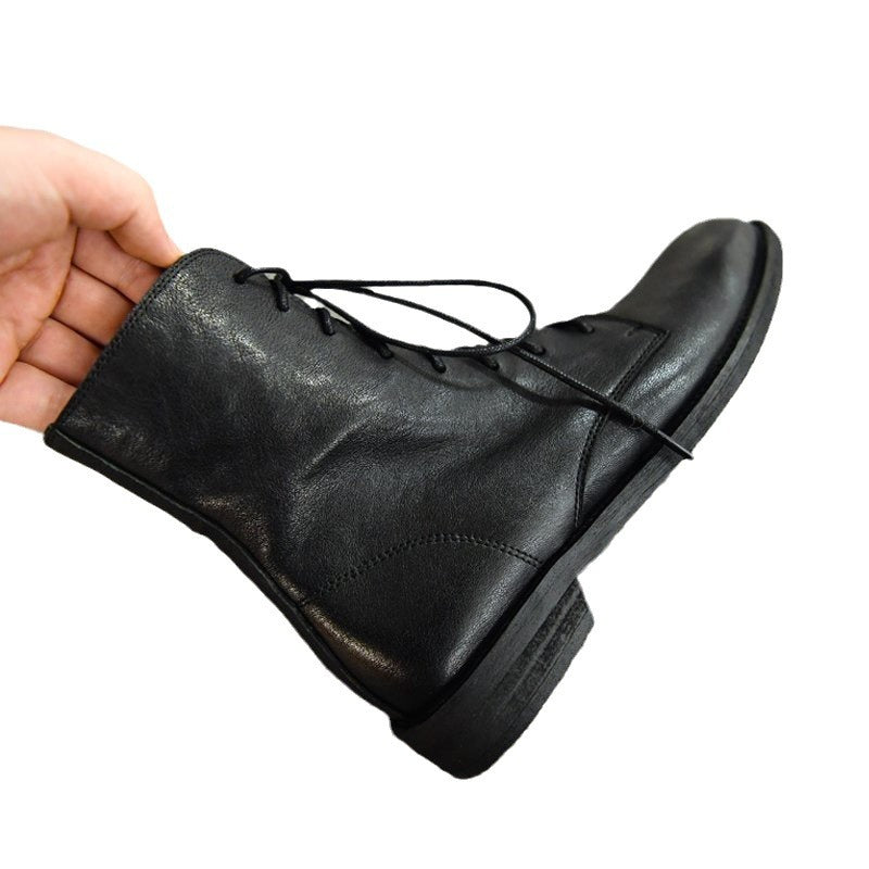 Mujer Round-toe Thick-soled Botines In Lavado Pebble-grain Leather - foto 5