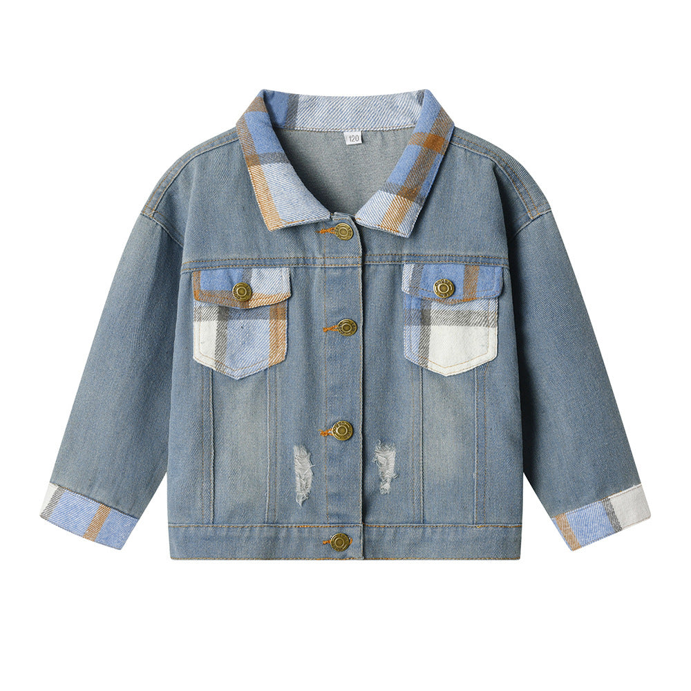 Spring Otoño Nuevo Estilo Casual Ripped Chaqueta para Niño y Niña - foto 6