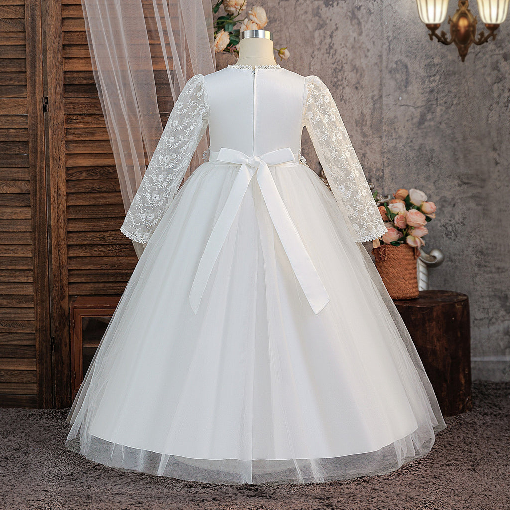 Manga Larga Bordado Largo Princesa-Estilo Puff Falda - foto 4