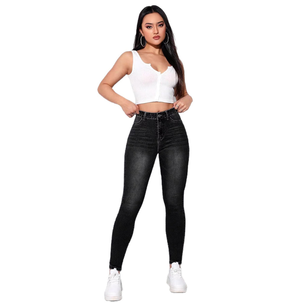 Simple, Versátil, De Tendencia Hip-lifting Slim-fit Pantalón