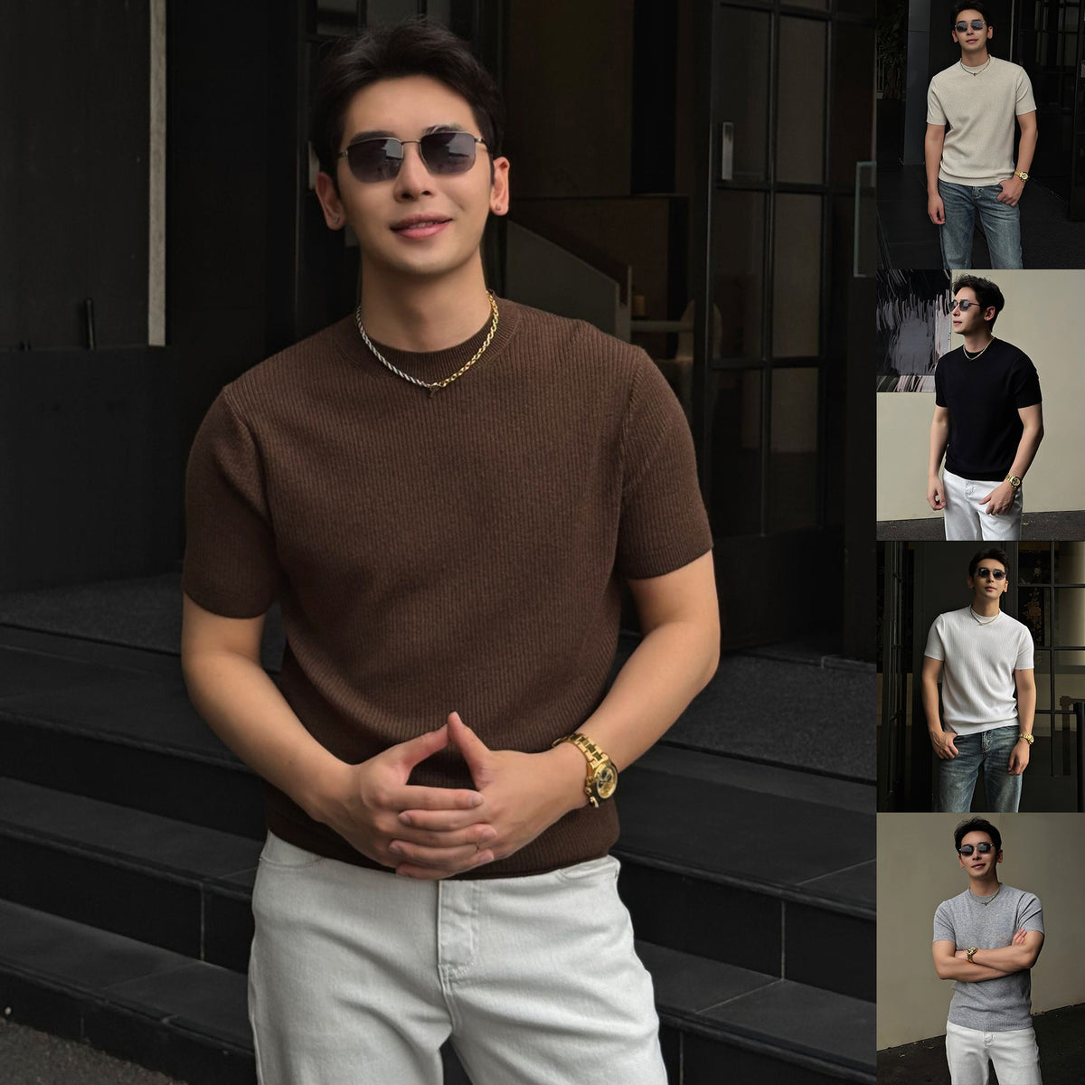 Hombre Half-Neck Anti-Stripe Seda Fría Manga Corta Camiseta para Verano - foto 3