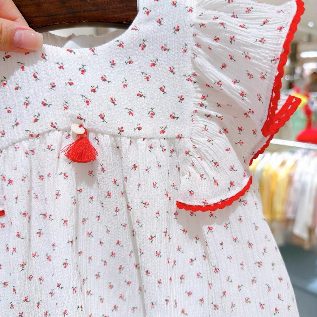 Verano Crinkled Chiffon Floral Vestido con Flutter Sleeves Safety Shorts - foto 3