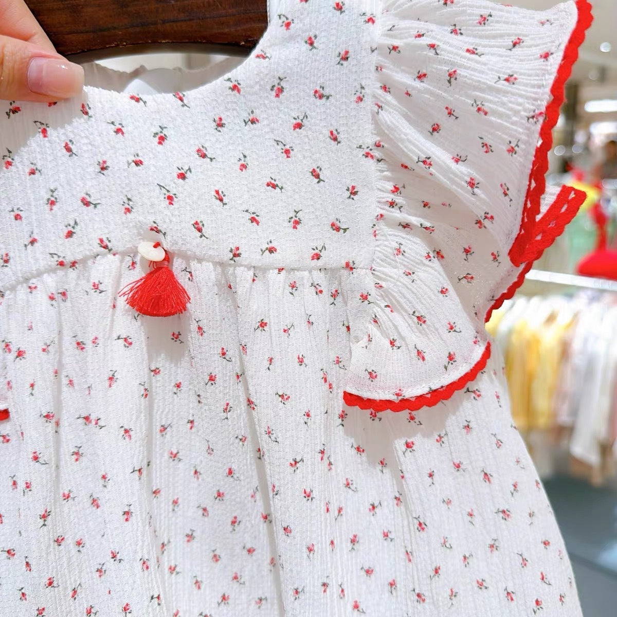 Verano Crinkled Chiffon Floral Vestido con Flutter Sleeves Safety Shorts - foto 3