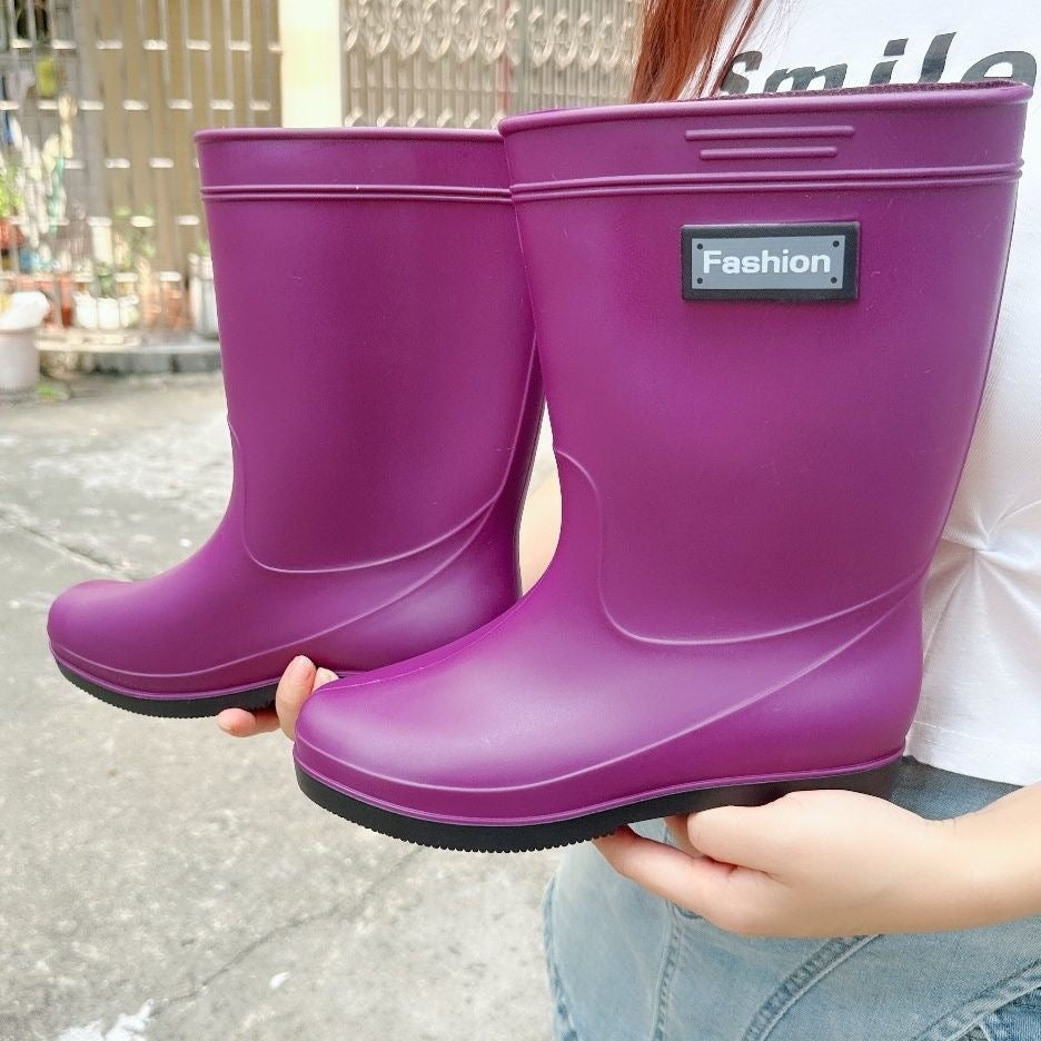 Mujer Antideslizante Mid-calf Soft Bottom Rain Botas - foto 6