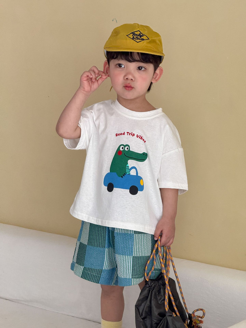 Niños Manga Corta Plaid Vestido Conjunto - foto 7