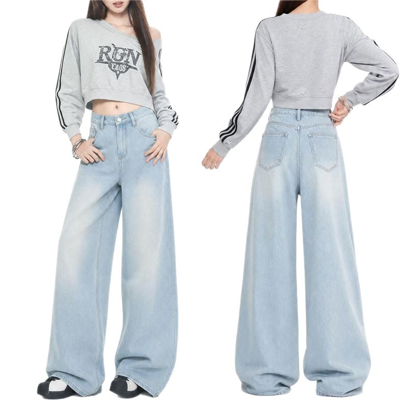 Pantalón de mezclilla holgado y cómodo de pierna ancha