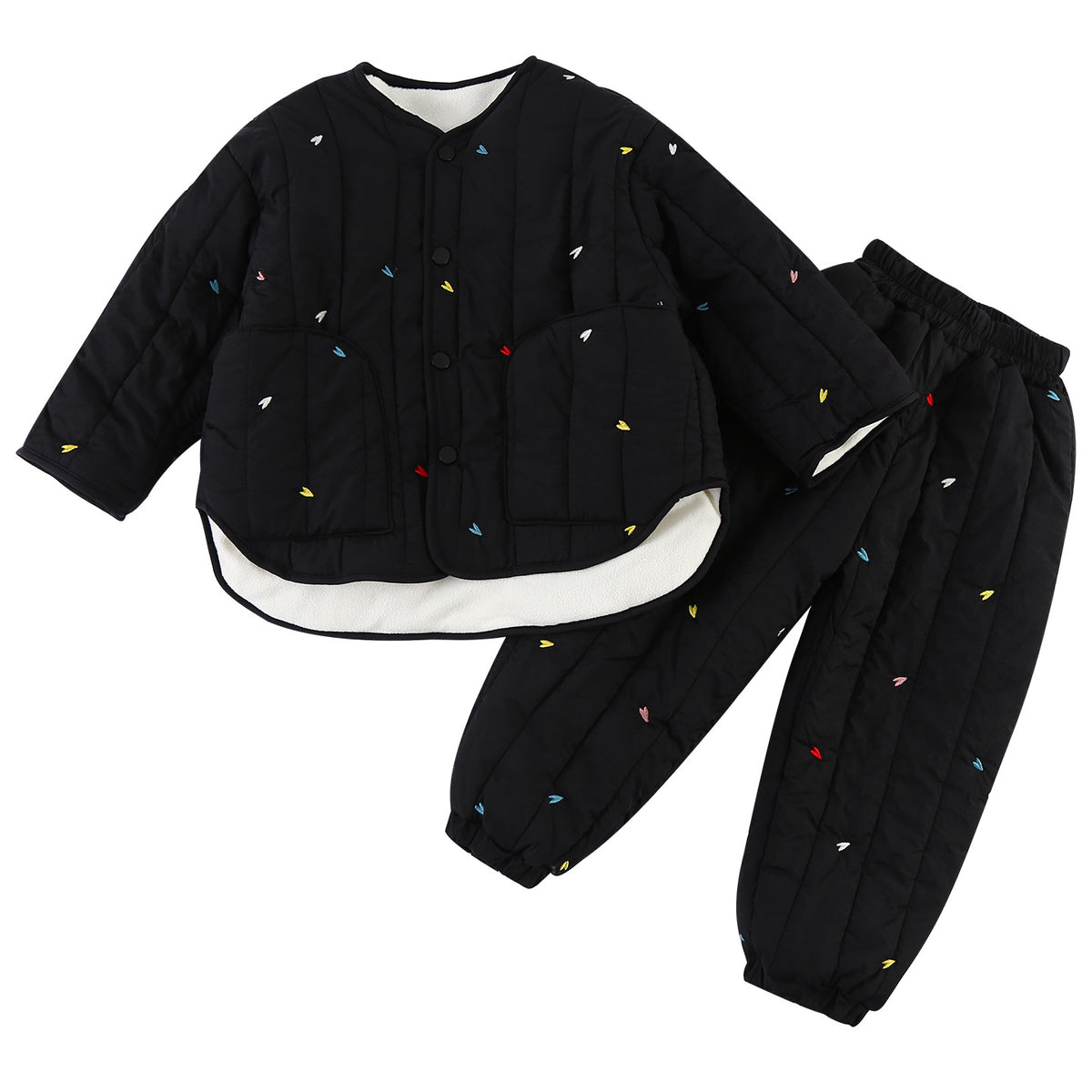 Niños Algodón-padded Conjunto Forro Polar Abrigado Ropa - foto 7