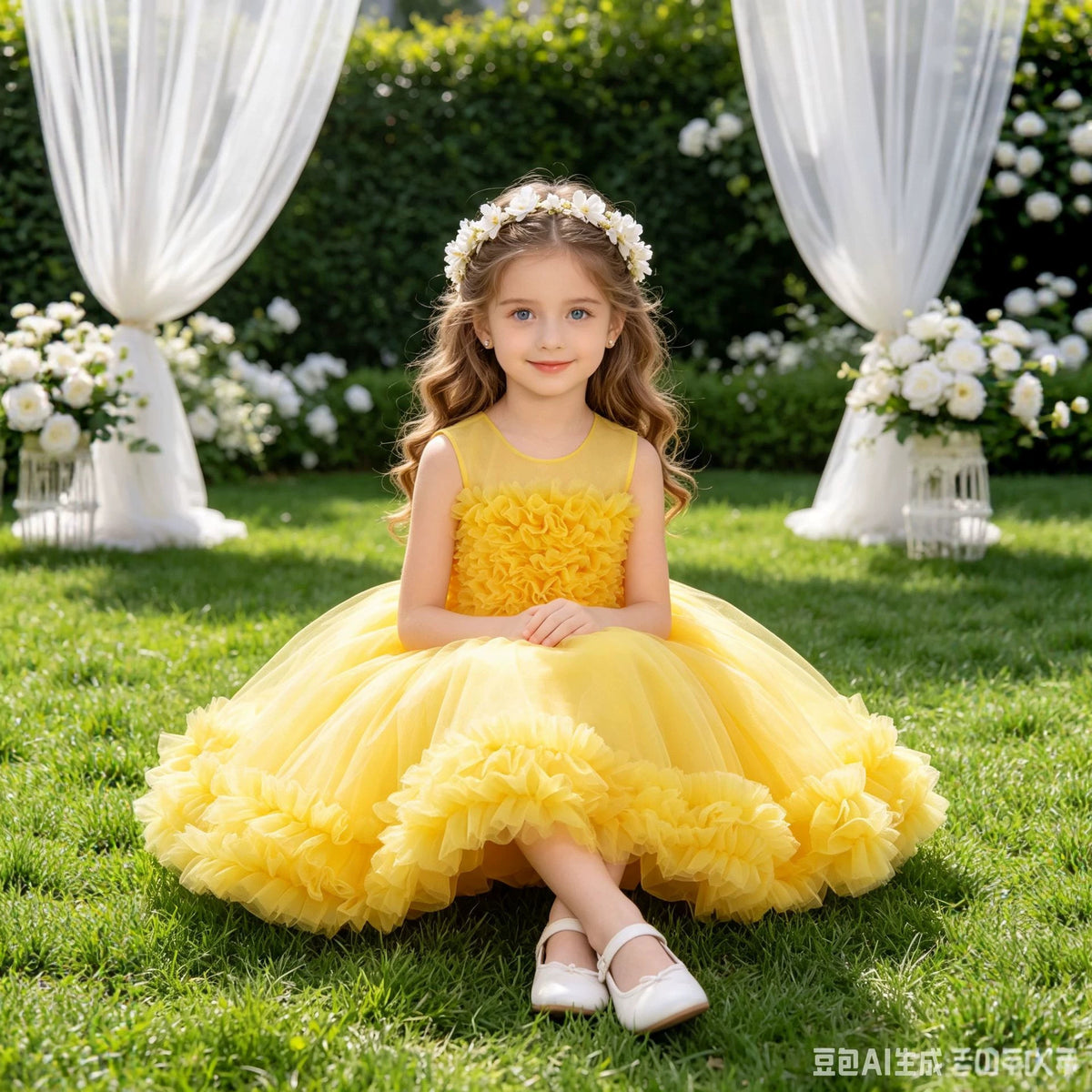 Niña' Formal Vestido, Festive Performance Conjunto, Tulle Puffy Vestido - foto 6