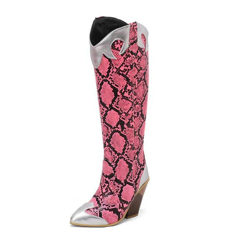 A la Moda Patchwork Leather Knee-high Botas - foto 7