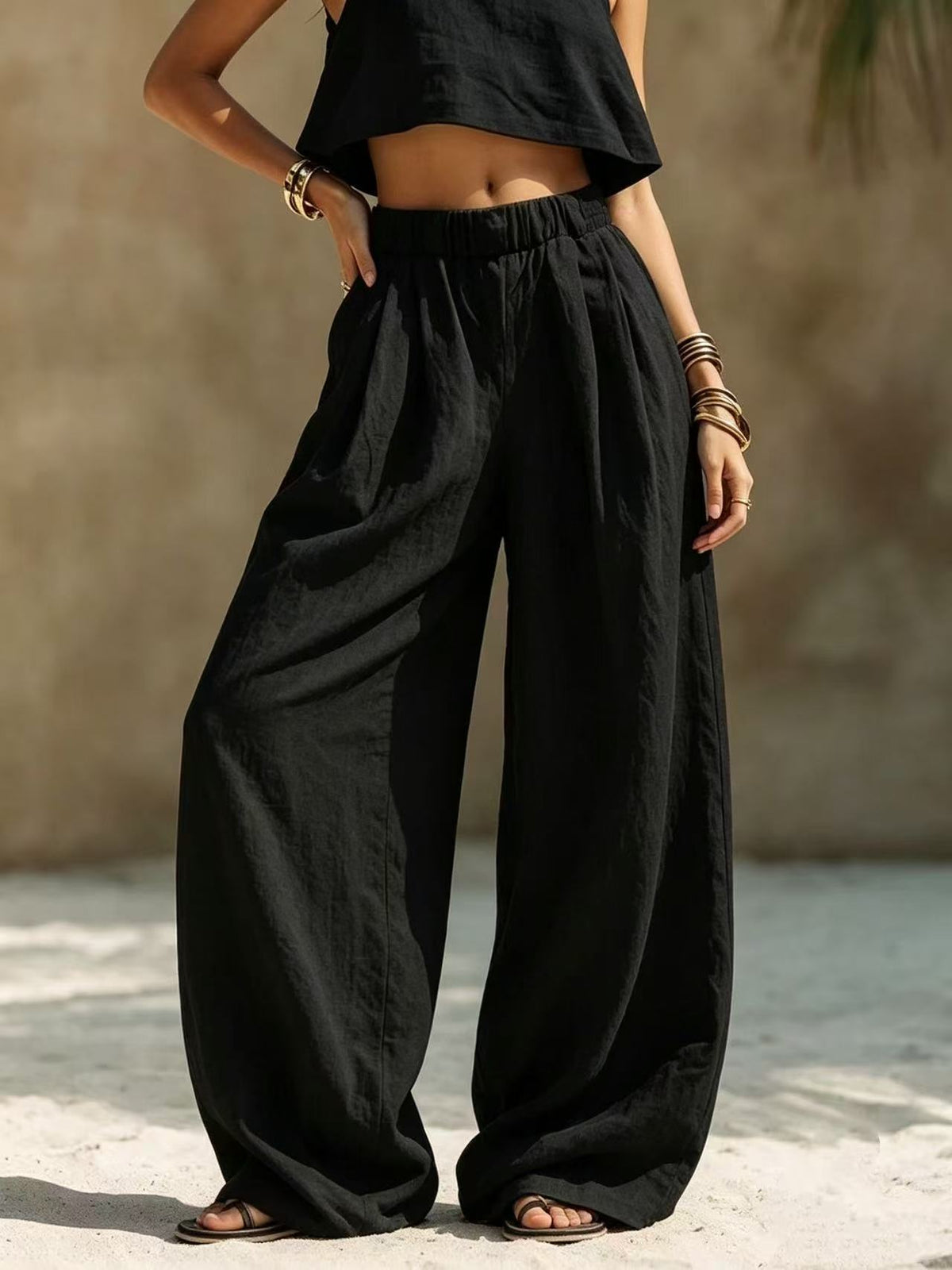 A la Moda Casual Ajuste Suelto Versátil Pantalón con Pockets y An Elastic Waistband - foto 3