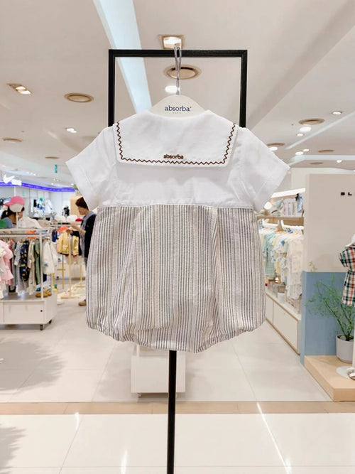 Baby Niño Romper con Patchwork Navy Collar - foto 2