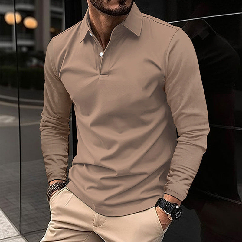 Hombre Casual Solapa Manga Larga Deportivo Polo Camisa