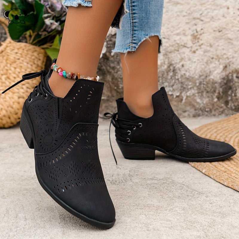 Botines de gamuza taco bajo para mujer - foto 3