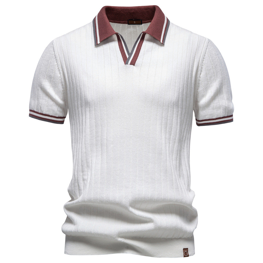 2026 Verano Nuevo Cross-Border Foreign Trade Hombre Business Casual Color-Block Polo Camisa Manga Corta Hombre Tejido Top - foto 5