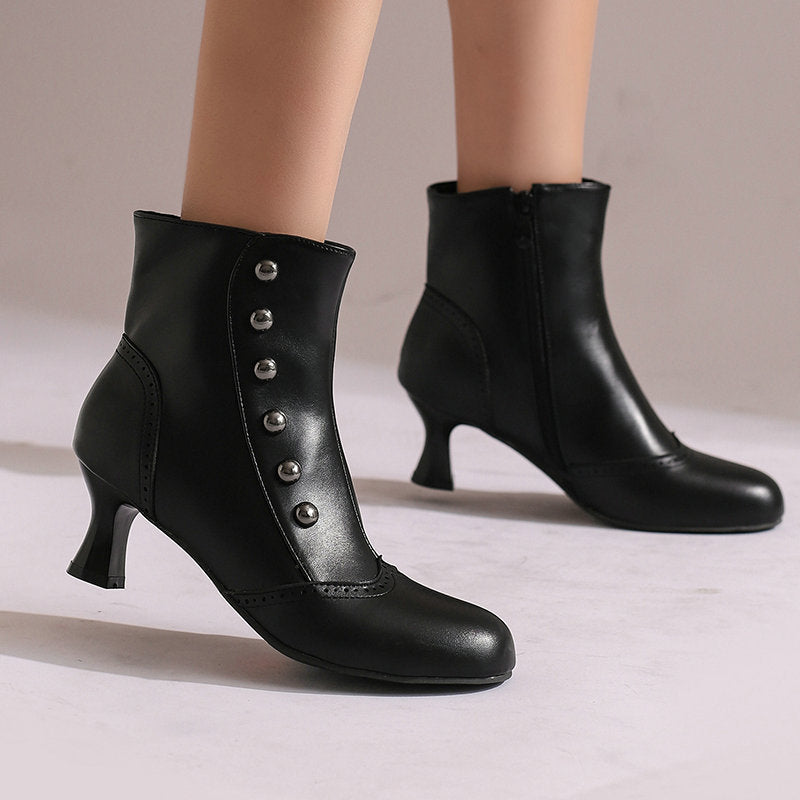 Color-block Block-heeled Botines con Side Zippers - foto 6