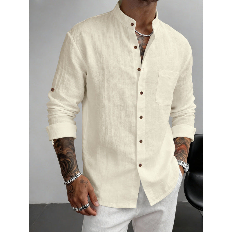 Hawaiian Estilo Cuello Alto Breathable Casual Manga Larga Camisa - foto 2