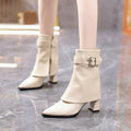 Estilizado Pointed-toe Suela Gruesa-heel Moda Botas