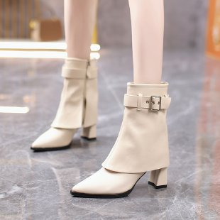 Estilizado Pointed-toe Suela Gruesa-heel Moda Botas