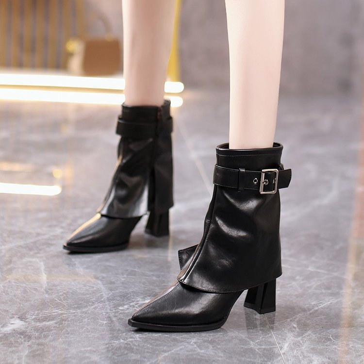Estilizado Pointed-toe Suela Gruesa-heel Moda Botas - foto 3