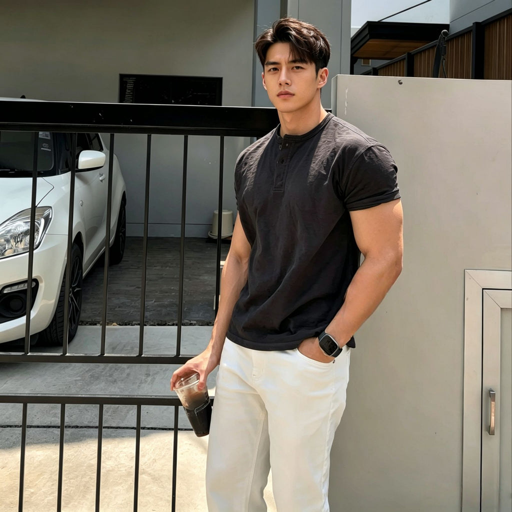 Distressed-Estilo Hombre Manga Corta American Camiseta - foto 4