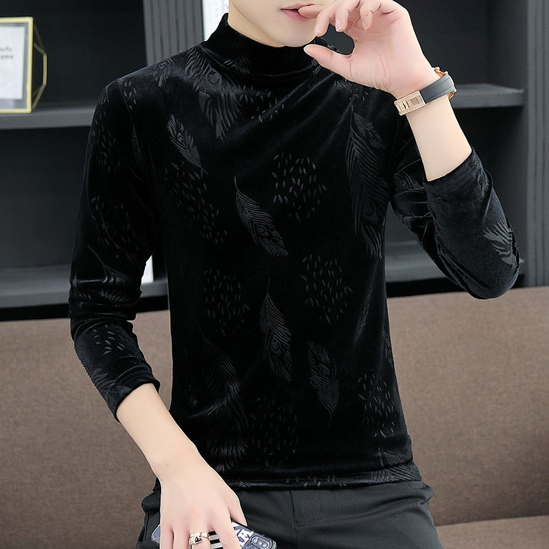 Gold Velvet Feather Base Manga Larga Top - foto 6