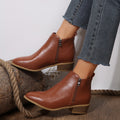 Mujer Side-zip Martin-Estilo Corto Suela Gruesa-heel Botas - foto 2