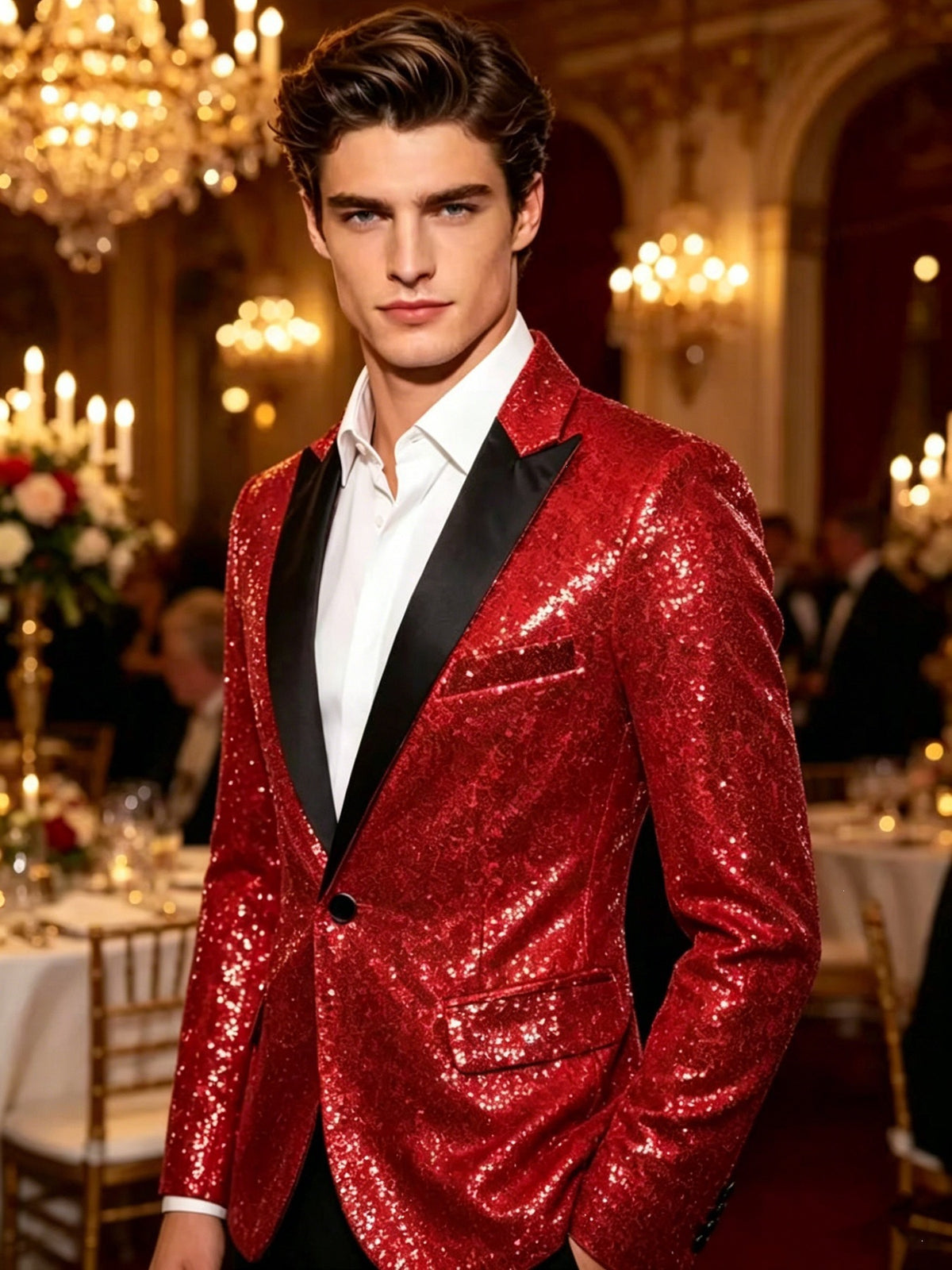 Sparkling Stage Performance Nightclub-Estilo Traje y Gown - foto 2