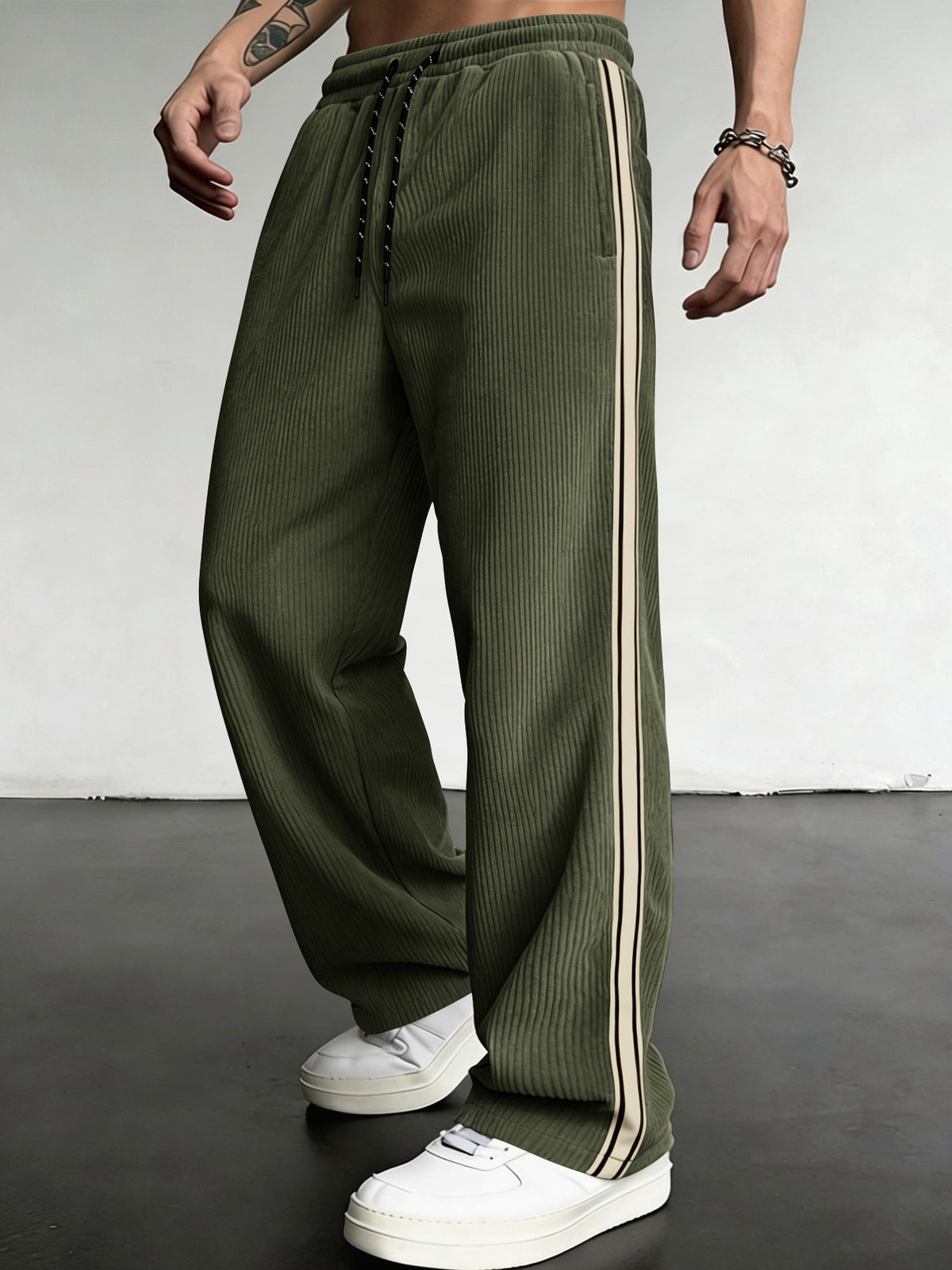 Breathable Drawstring-Cintura Ajuste Relajado Outdoor Casual Straight-leg Trousers - foto 8