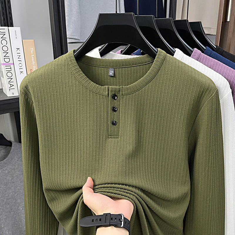 Hombre Youth Three-button Simple Casual Color Sólido Manga Larga - foto 5