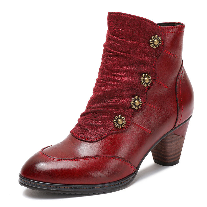 Botas retro desgastadas de taco bajo hechas a mano - foto 4