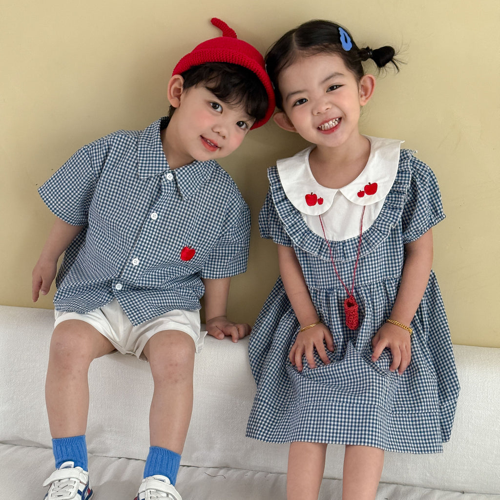 Estilizado Algodón Vestido para Niña Matching Sibling Conjunto