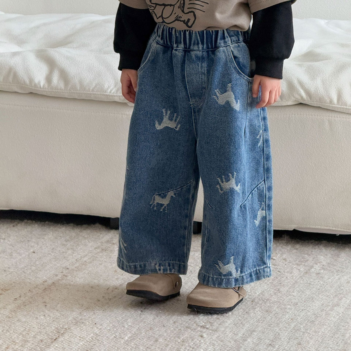 Niños' Denim Pantalón Ajuste Suelto Niño' Pierna Ancha Pantalón - foto 4
