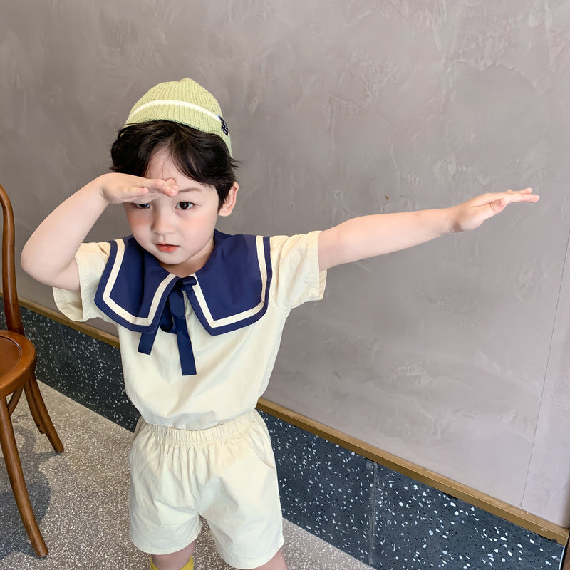 Niño' Coreano-Estilo Preppy Top y Shorts Conjunto