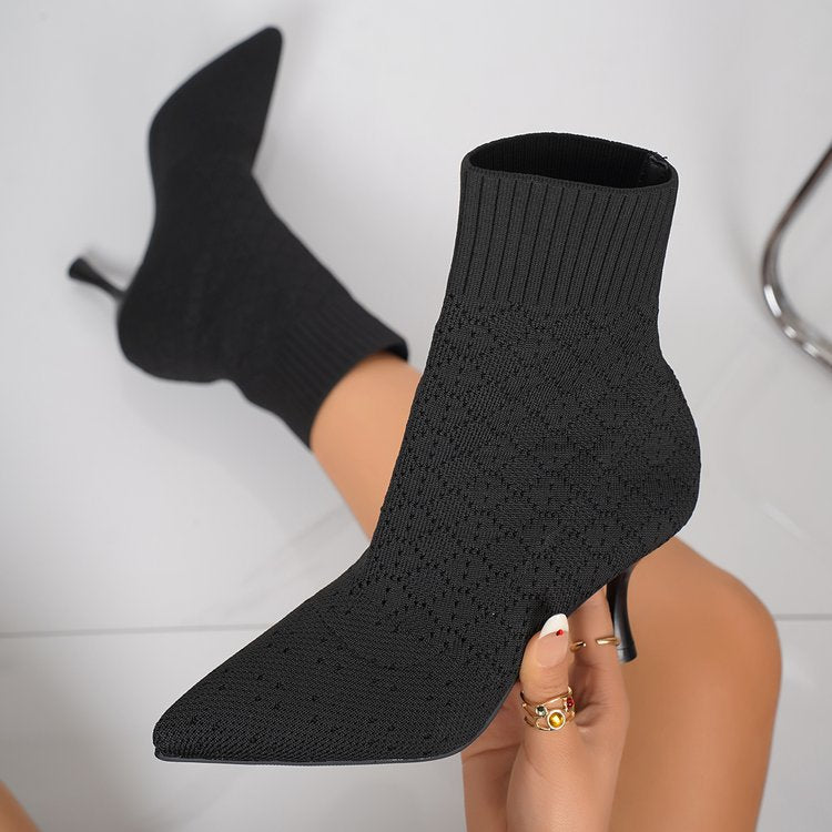 Botas elasticadas en punta con taco aguja para mujer - foto 3