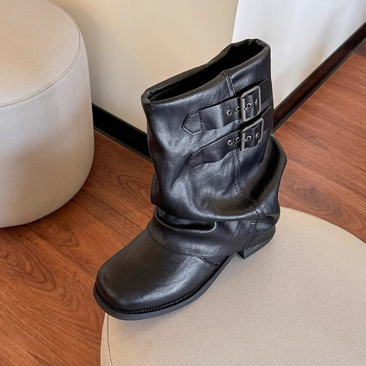 Botines de cuero negro con suela gruesa - foto 2