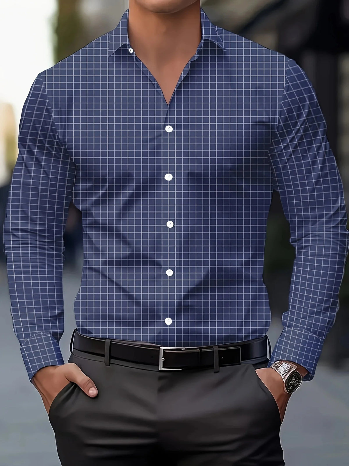 Camisa holgada a rayas 3D para hombre