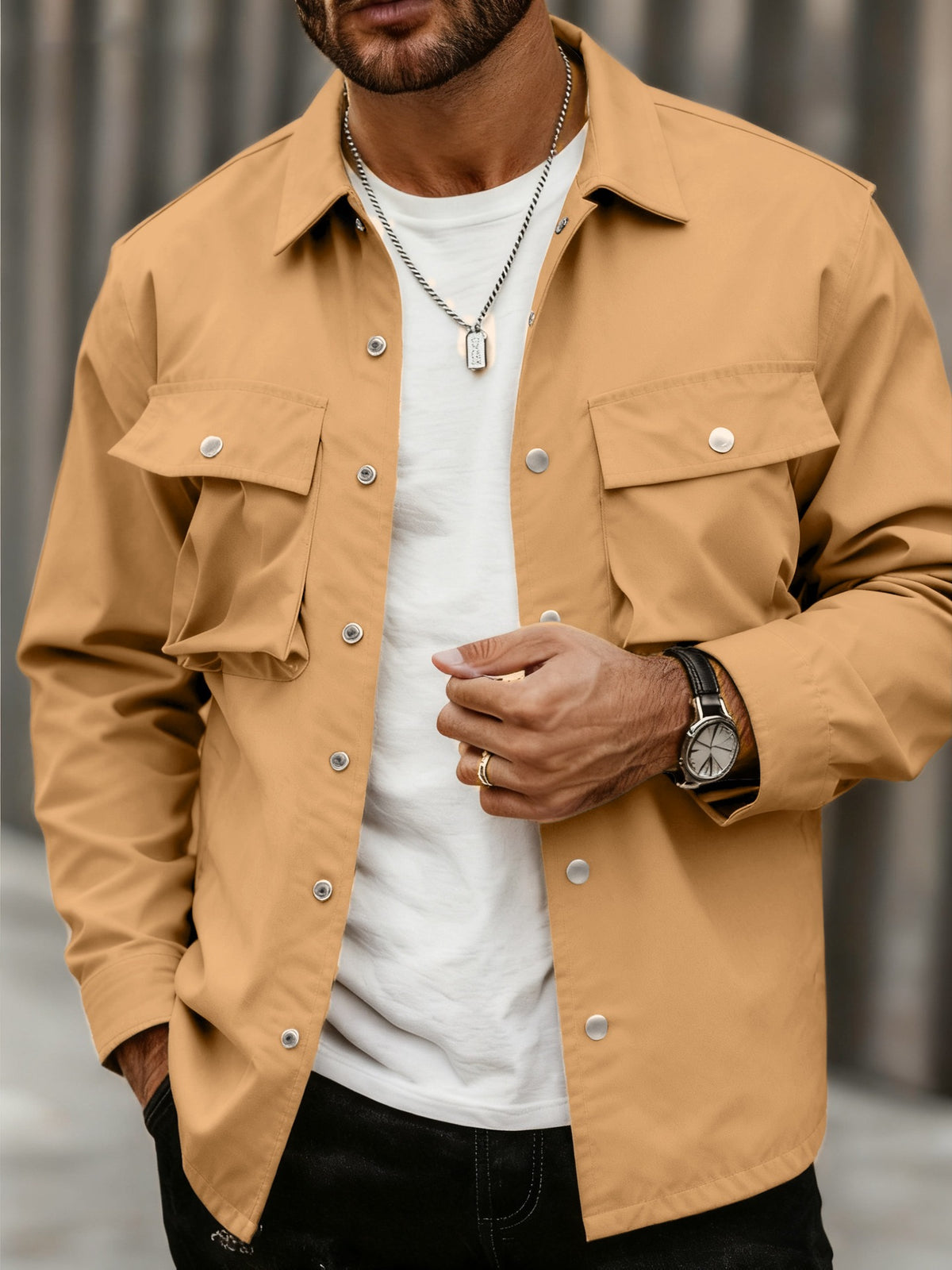 Hombre Multi-pocket Ropa de Trabajo Solapa Chaqueta - foto 3